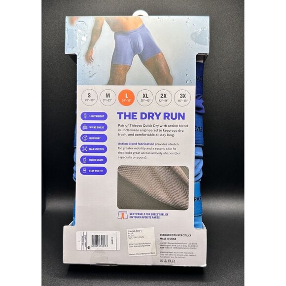 Pair of Thieves Mens Quick Dry Boxer Briefs 3pk - Blue Large 34”-36” New Stretch - Picture 2 of 5